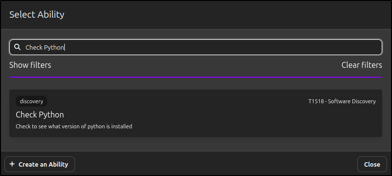 Search for the Check Python ability