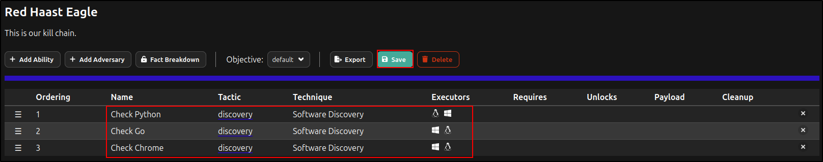 Confirm the platform executors and save the profile
