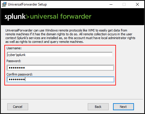 windows forwarder configuration step 33